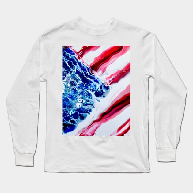 American Flag - Abstract US Flag - July 4th - Independence Day - Stars & Stripes Print Long Sleeve T-Shirt by Artist Rob Fuller